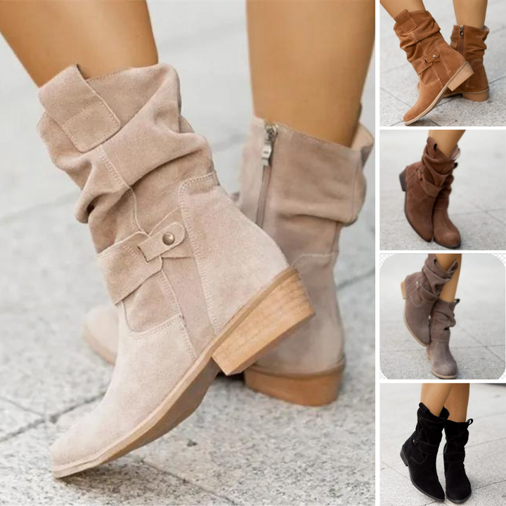 Retro Casual Laarzen met Ritssluiting-Laarzen-Calora-Bruin-34-Calora