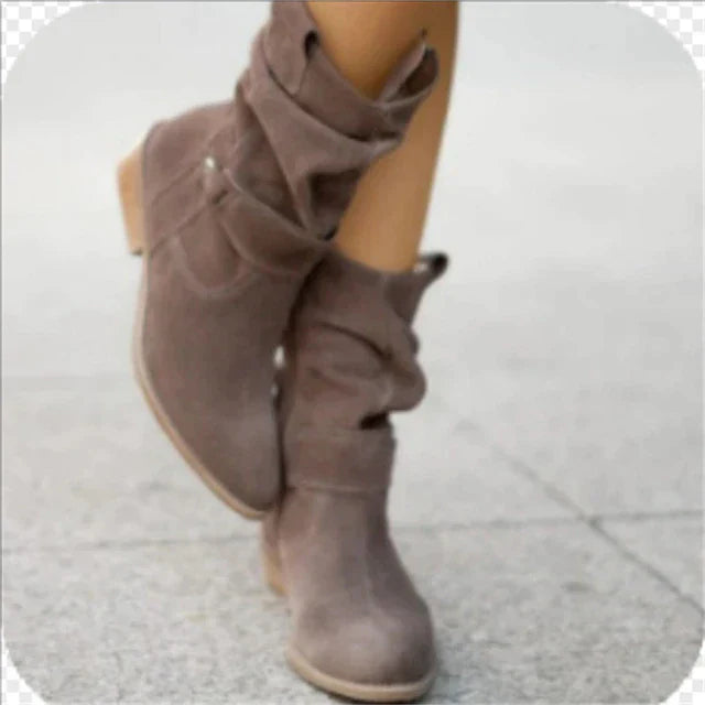 Retro Casual Laarzen met Ritssluiting-Laarzen-Calora-Grijs-34-Calora