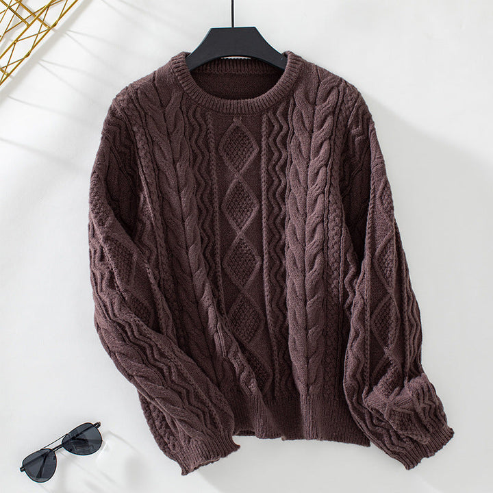 CALORA_ Retro Effen Gebreide Lange Mouwen Trui