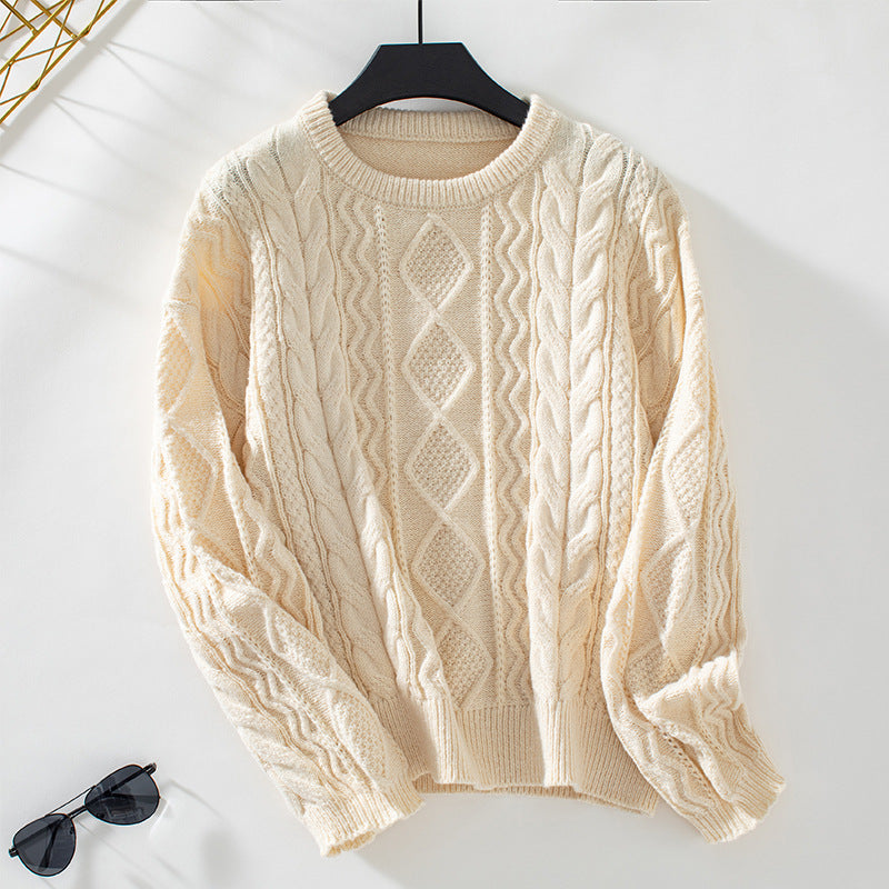 CALORA_ Retro Effen Gebreide Lange Mouwen Trui