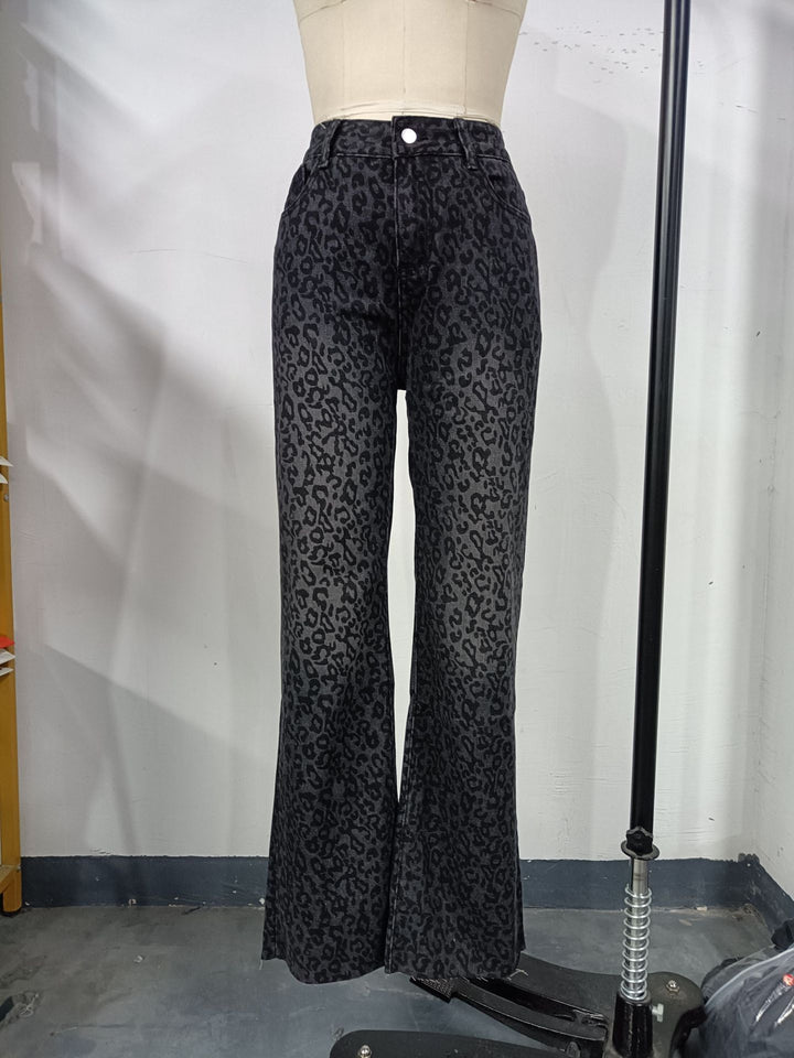 CALORA_ Retro Gewassen Denim Hoge Taille Slim Fit Jeans voor Dames