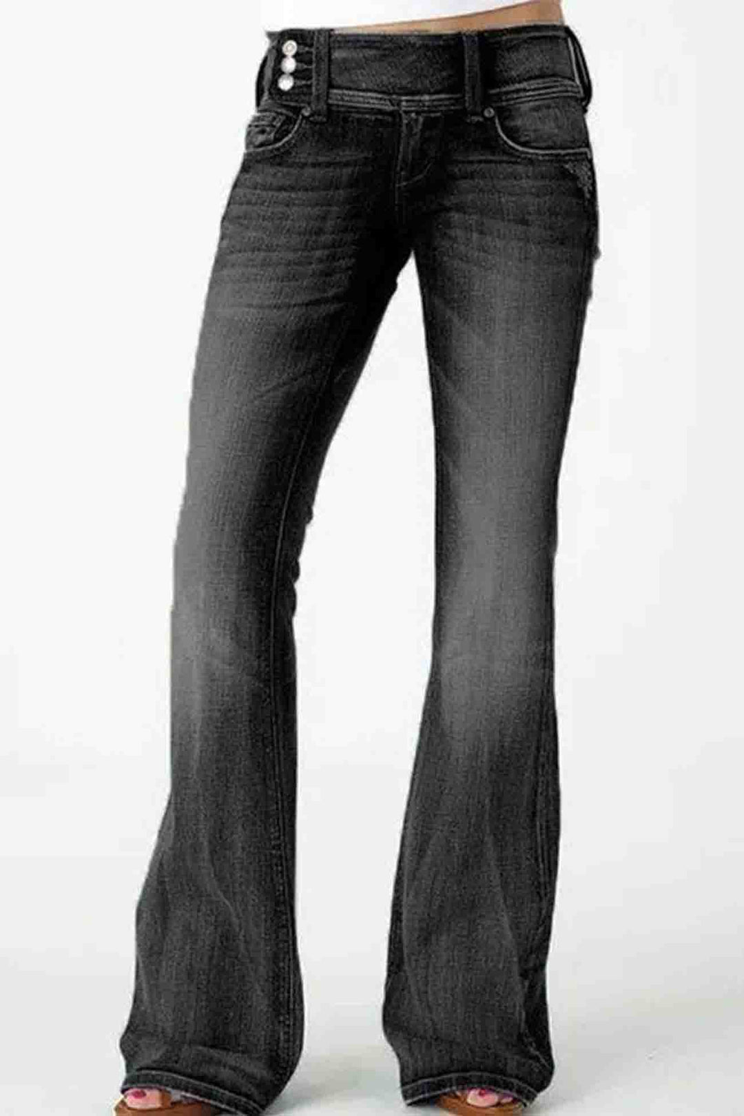 Retro Jeans met zijknoop en wijde pijpen-Wijde Broeken-Calora-Lichtblauw-XS-Calora