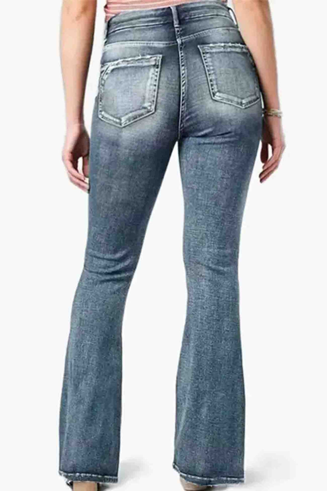 Retro Jeans met zijknoop en wijde pijpen-Wijde Broeken-Calora-Lichtblauw-XS-Calora