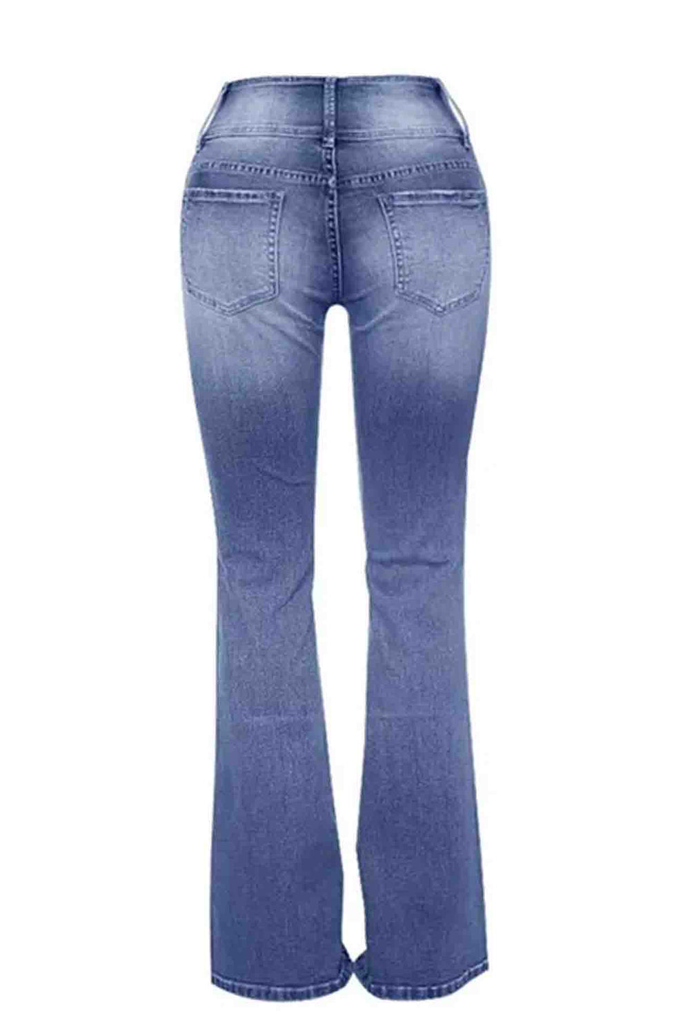 Retro Jeans met zijknoop en wijde pijpen-Wijde Broeken-Calora-Lichtblauw-XS-Calora