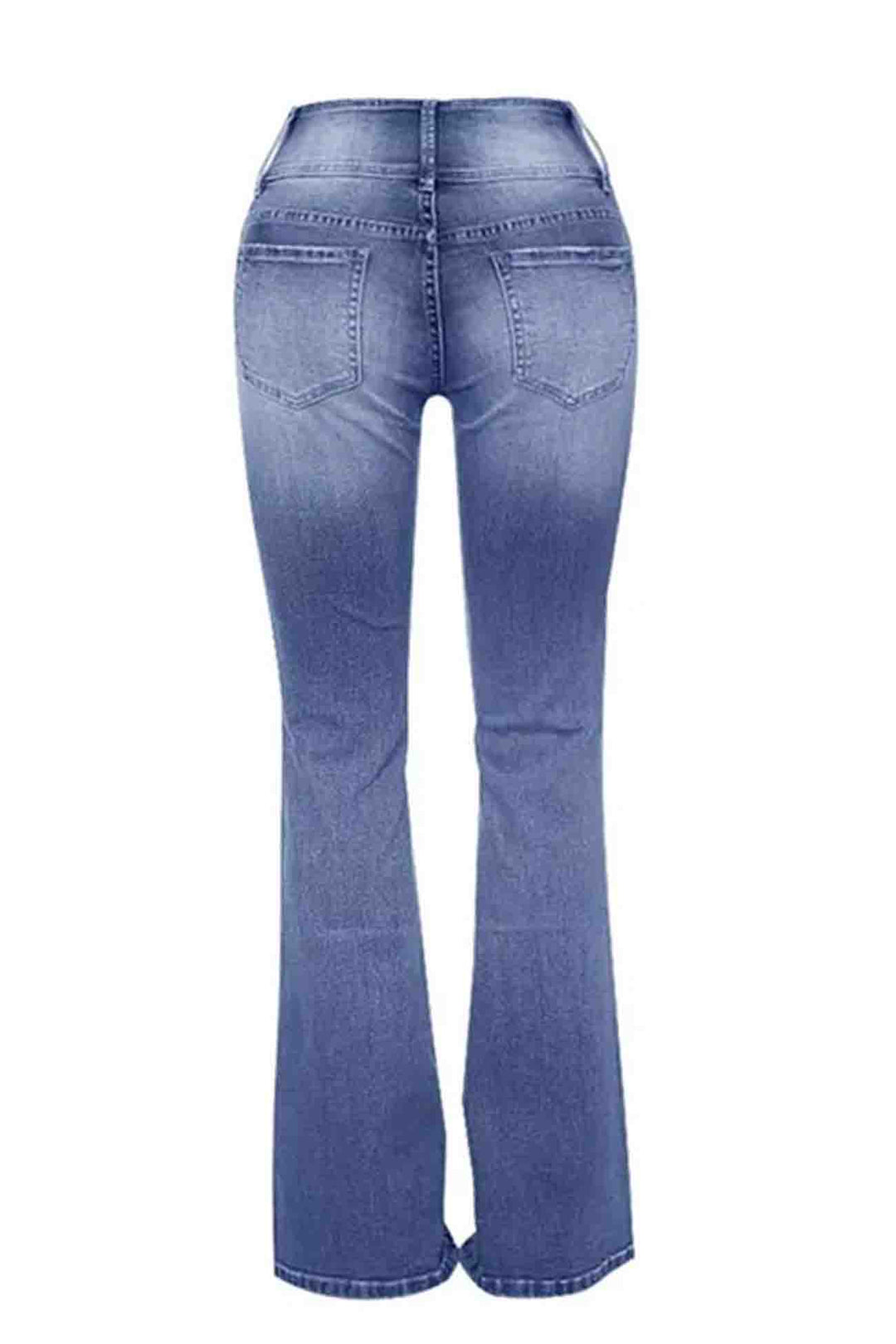 Retro Jeans met zijknoop en wijde pijpen-Wijde Broeken-Calora-Lichtblauw-XS-Calora