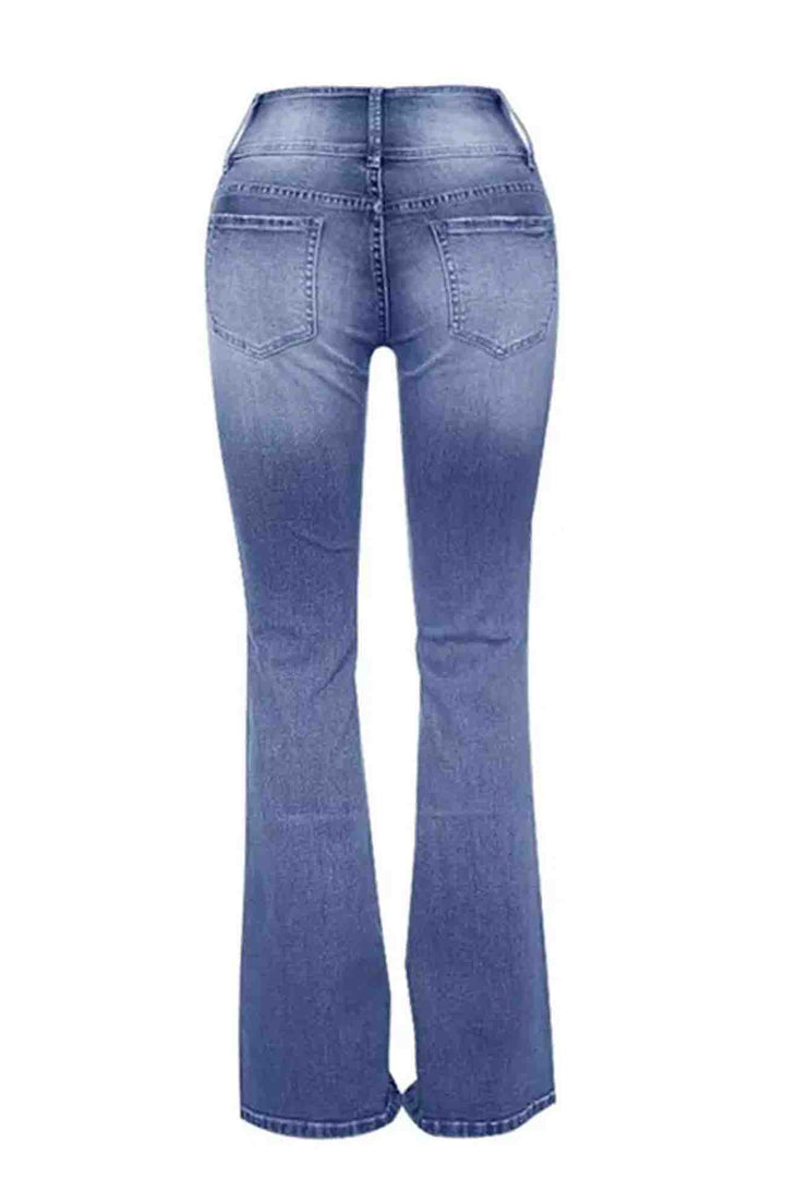 Retro Jeans met zijknoop en wijde pijpen-Wijde Broeken-Calora-Lichtblauw-XS-Calora