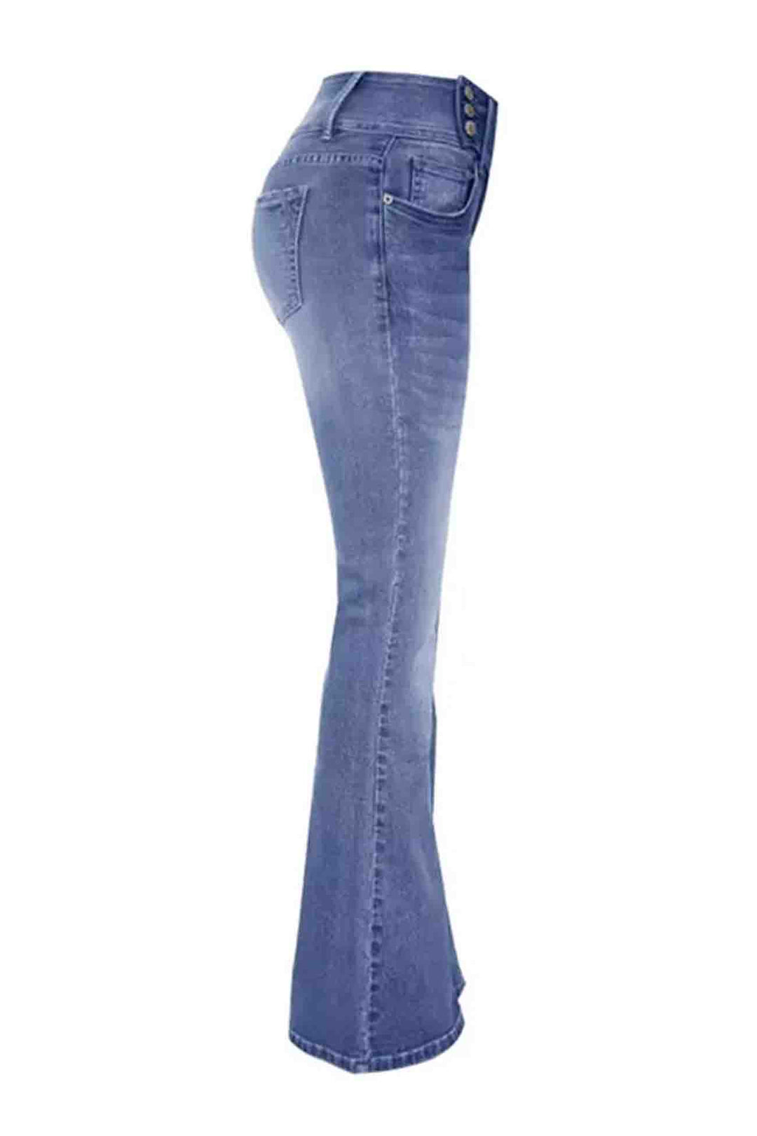 Retro Jeans met zijknoop en wijde pijpen-Wijde Broeken-Calora-Lichtblauw-XS-Calora