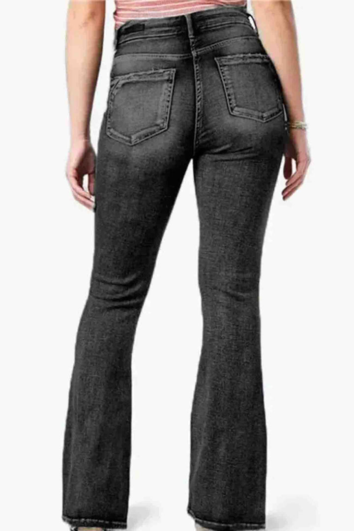 Retro Jeans met zijknoop en wijde pijpen-Wijde Broeken-Calora-Lichtblauw-XS-Calora