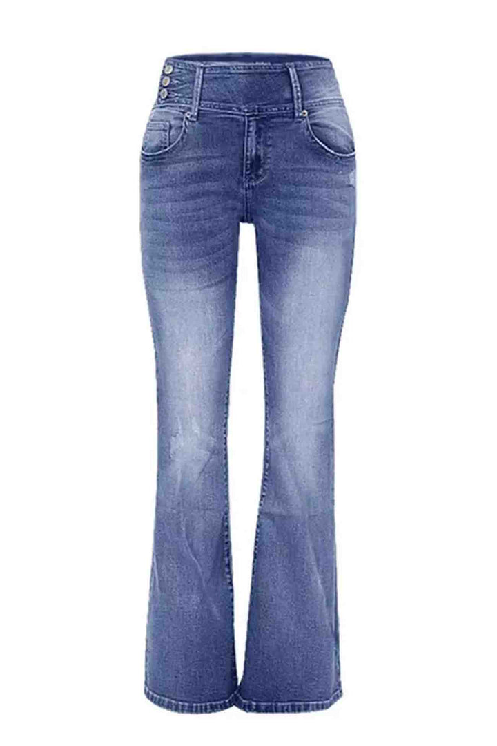Retro Jeans met zijknoop en wijde pijpen-Wijde Broeken-Calora-Lichtblauw-XS-Calora