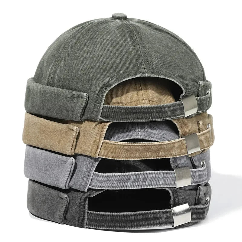 Retro Katoenen Beanie-Petten-Calora-Khaki-56-59cm-Calora
