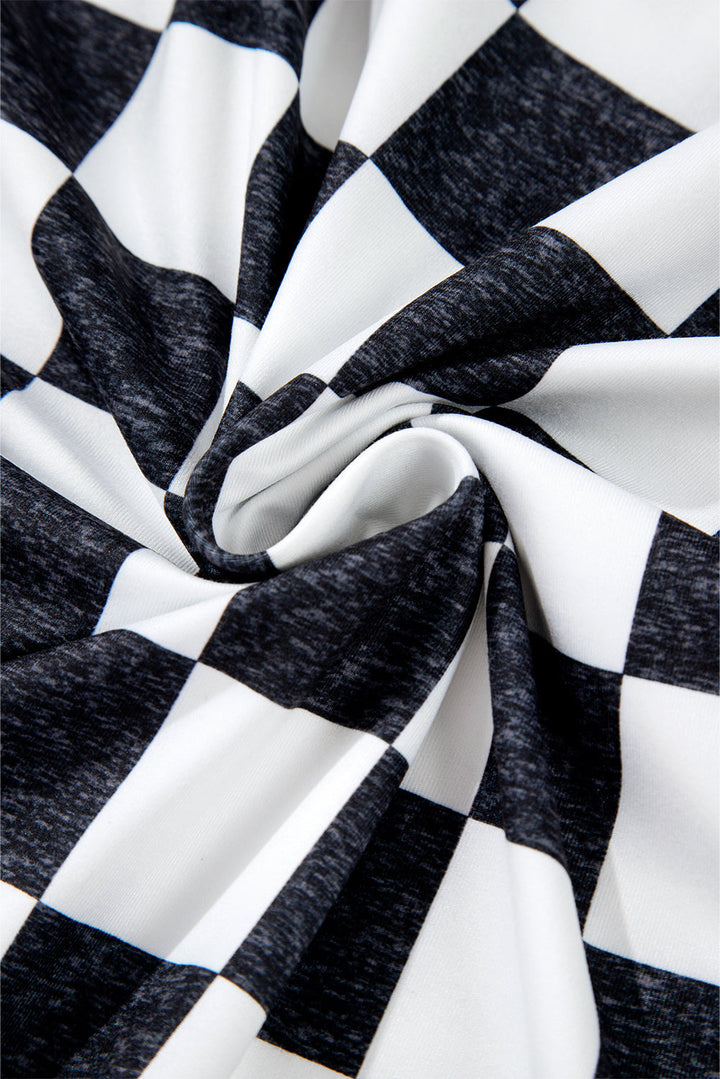 CALORA_ Retro Middellange Geruite Rok met Split voor Dames