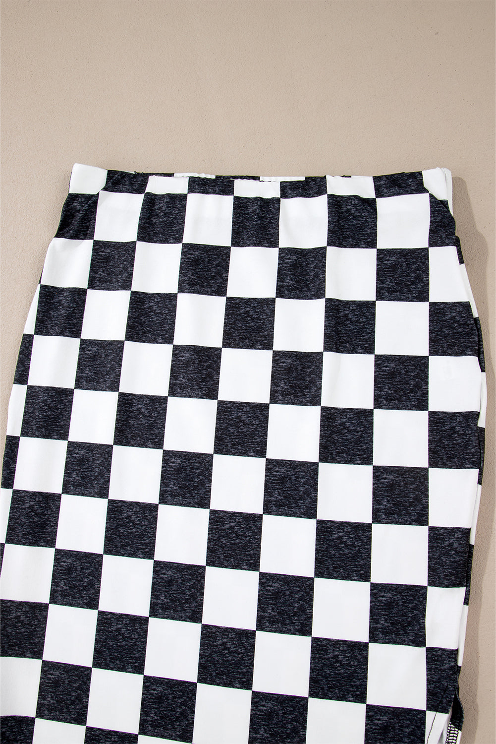 CALORA_ Retro Middellange Geruite Rok met Split voor Dames