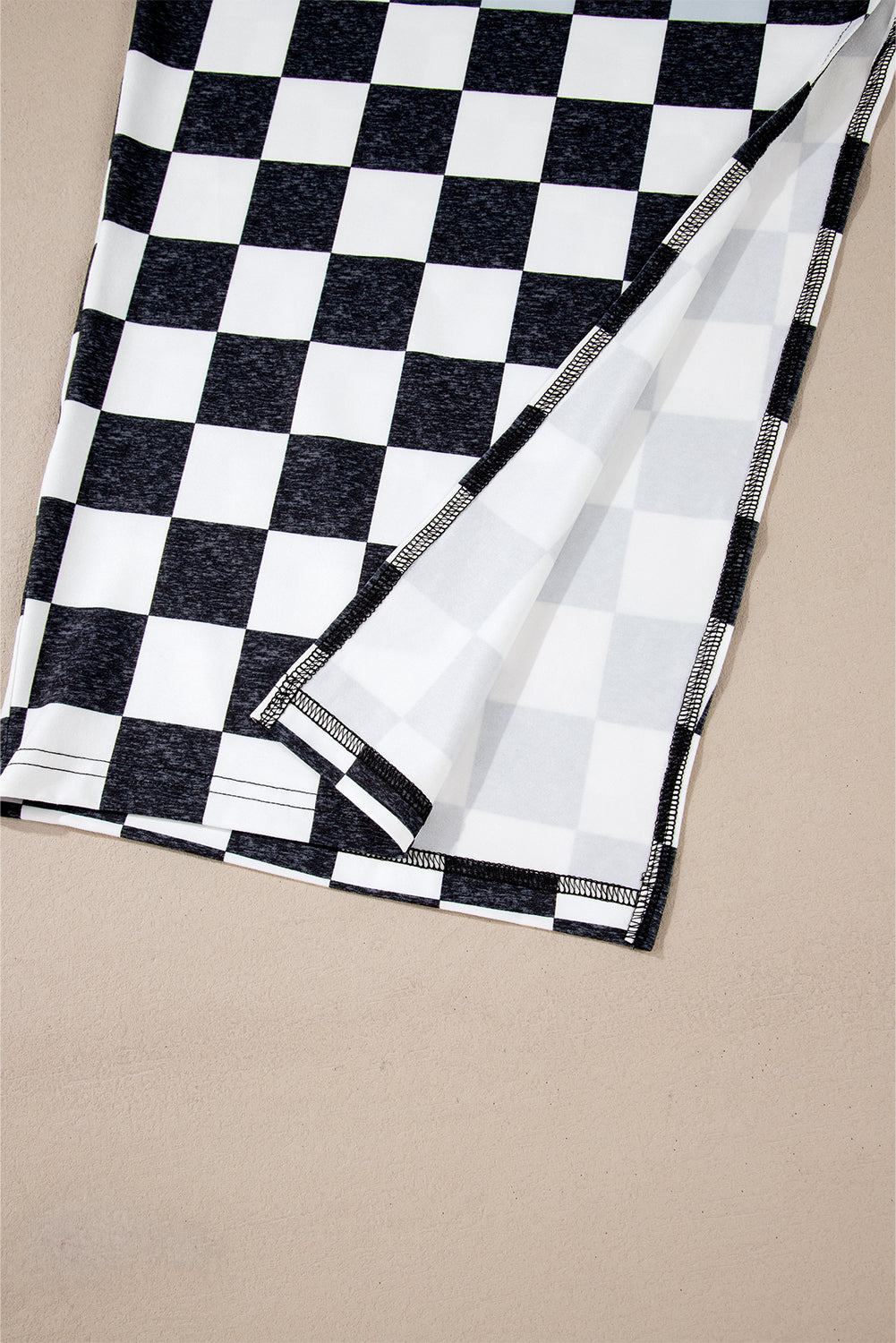 CALORA_ Retro Middellange Geruite Rok met Split voor Dames