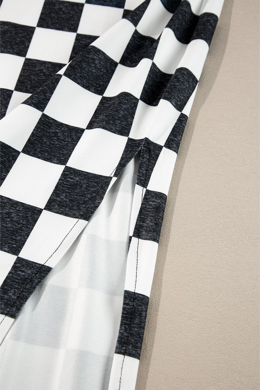 CALORA_ Retro Middellange Geruite Rok met Split voor Dames