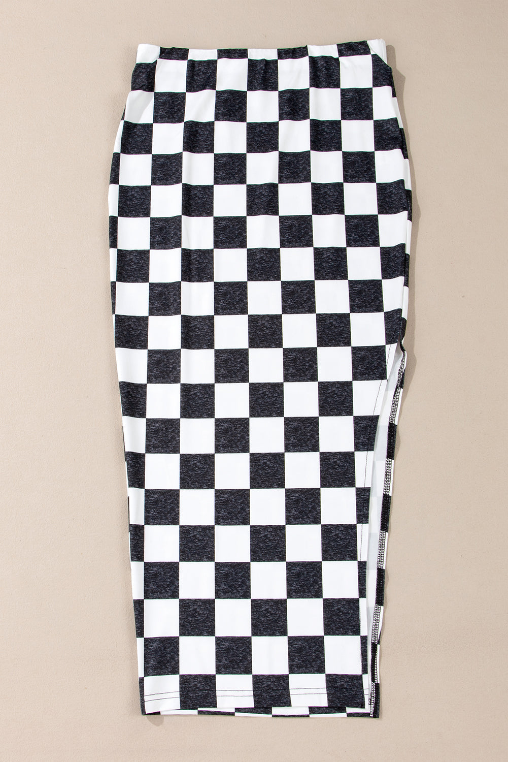 CALORA_ Retro Middellange Geruite Rok met Split voor Dames