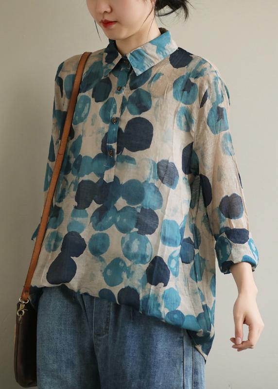 Revers herfst Tuniek - Gestippelde Blouse-Blouses-Calora-One size-Calora