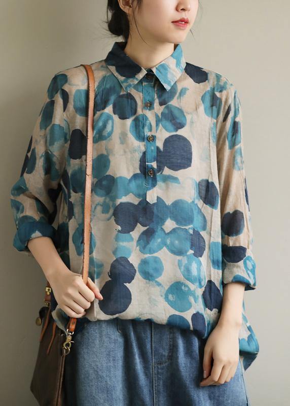 Revers herfst Tuniek - Gestippelde Blouse-Blouses-Calora-One size-Calora