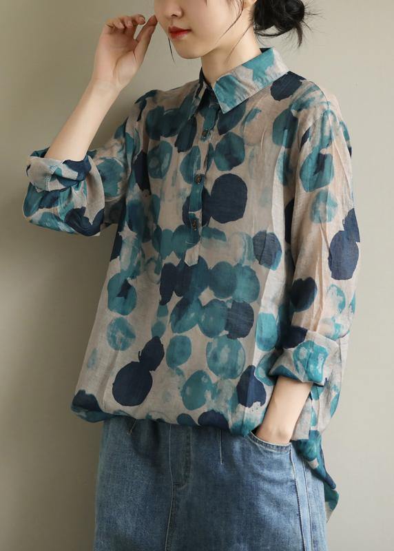 Revers herfst Tuniek - Gestippelde Blouse-Blouses-Calora-One size-Calora