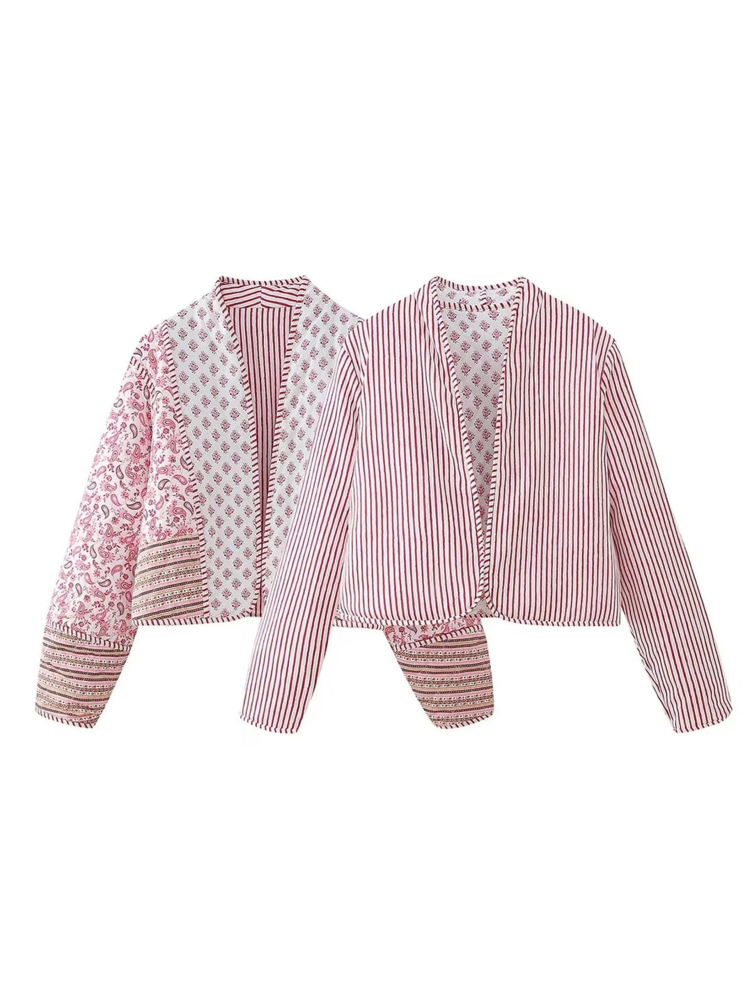 CALORA_ Reversible Bohemian Franse Jas met Twee Unieke Patronen