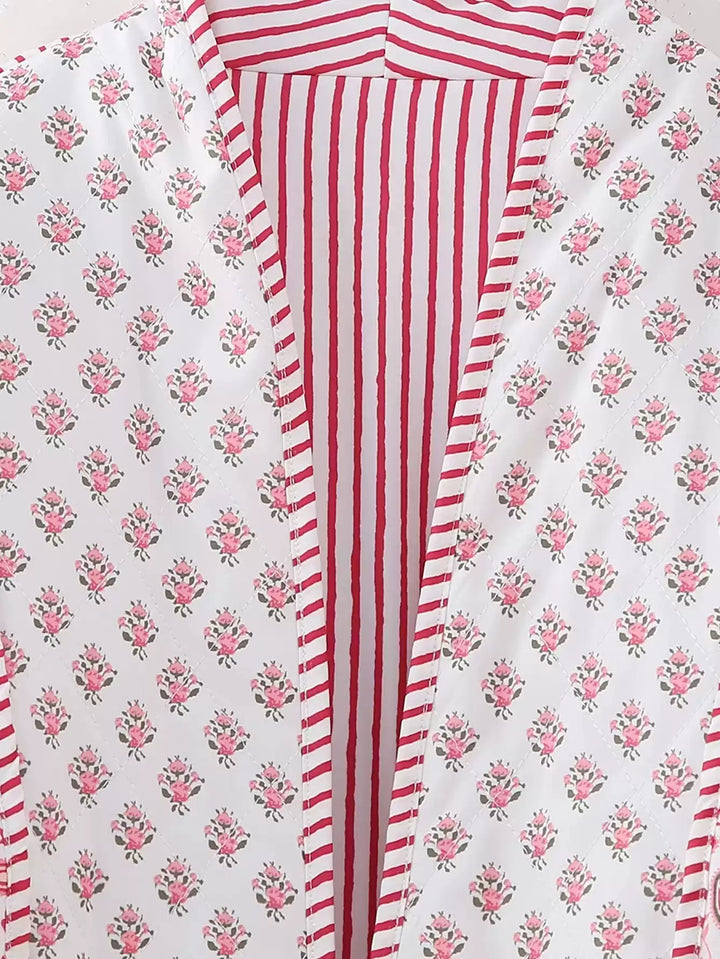 CALORA_ Reversible Bohemian Franse Jas met Twee Unieke Patronen