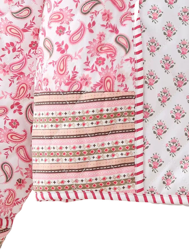 CALORA_ Reversible Bohemian Franse Jas met Twee Unieke Patronen
