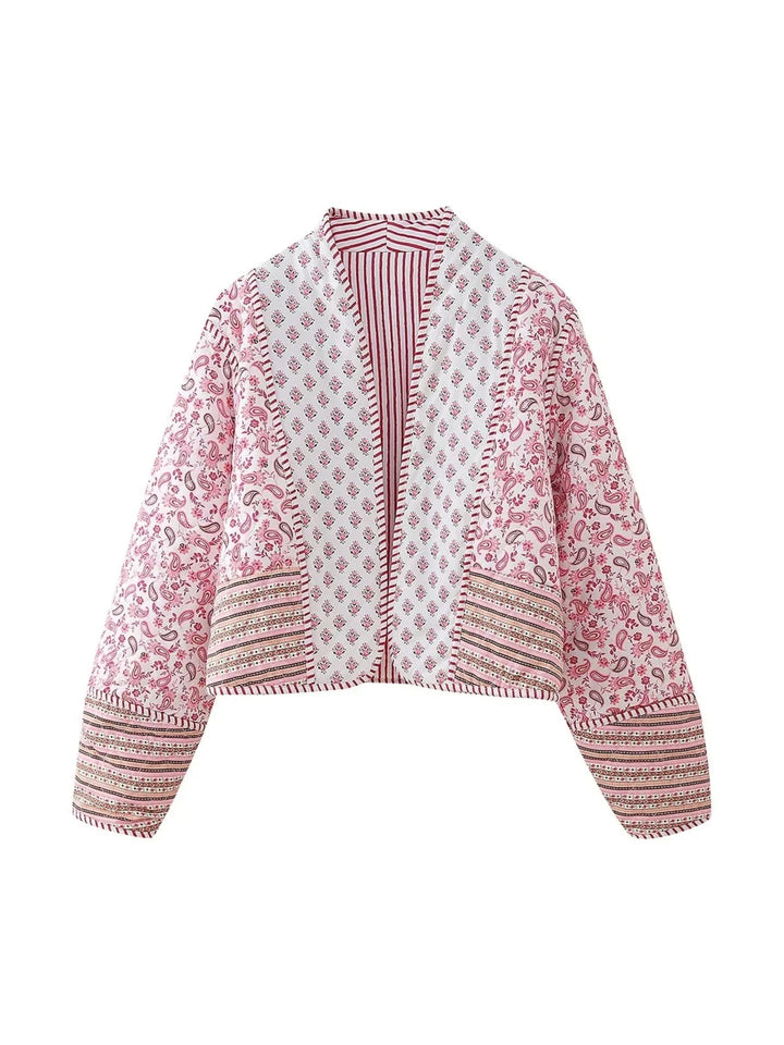CALORA_ Reversible Bohemian Franse Jas met Twee Unieke Patronen