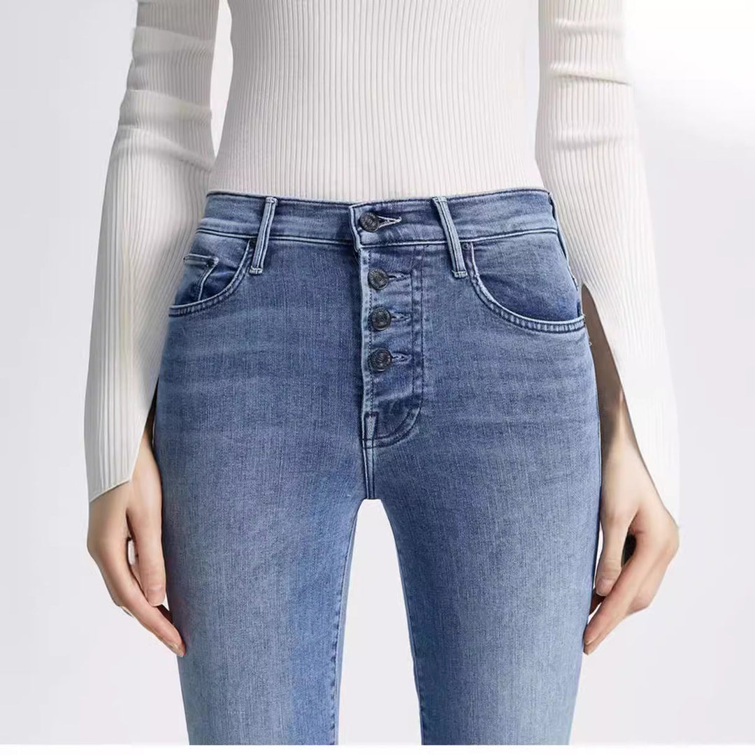 Rivana | Hoge taille Rechte cropped Spijkerbroek-Pantalons-Calora-XS-Calora