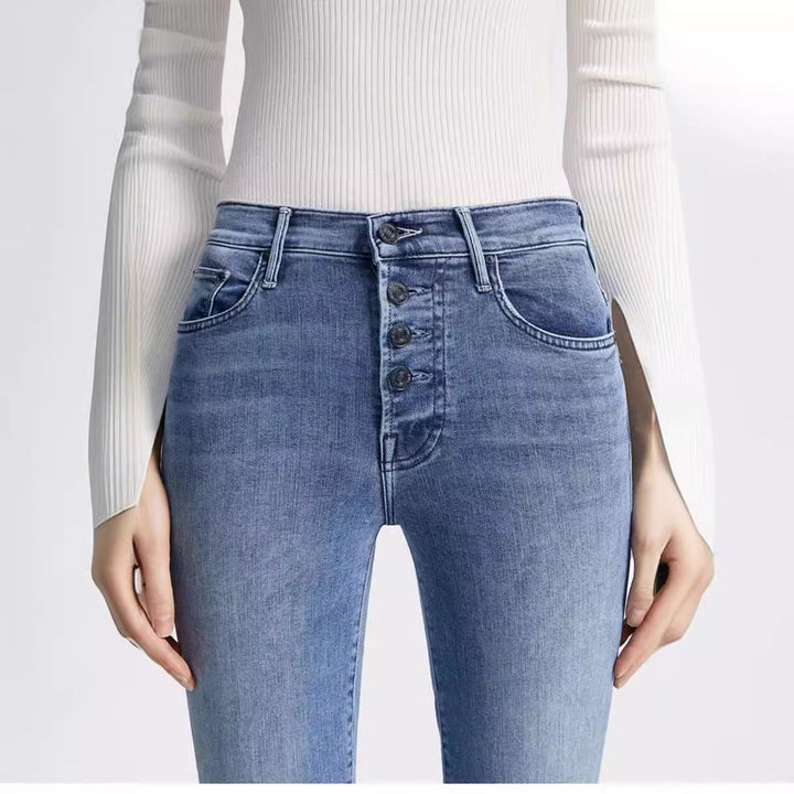 Rivana | Hoge taille Rechte cropped Spijkerbroek-Pantalons-Calora-XS-Calora