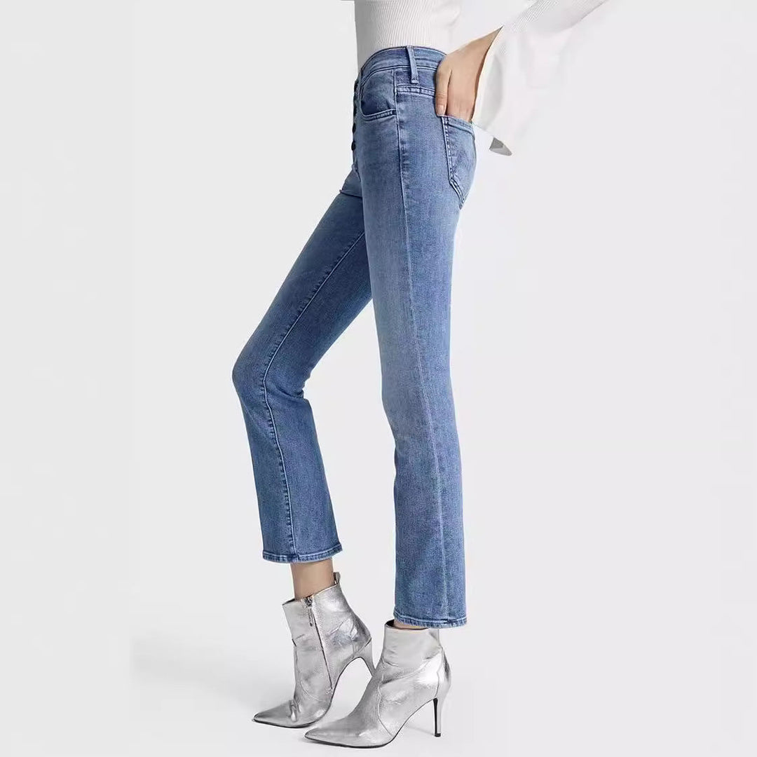 Rivana | Hoge taille Rechte cropped Spijkerbroek-Pantalons-Calora-XS-Calora