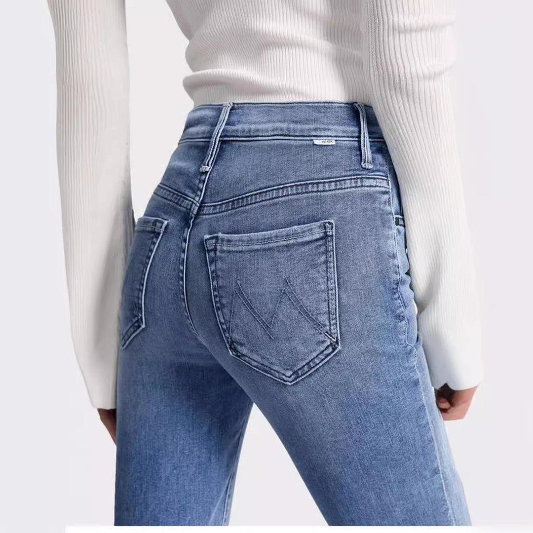 Rivana | Hoge taille Rechte cropped Spijkerbroek-Pantalons-Calora-XS-Calora