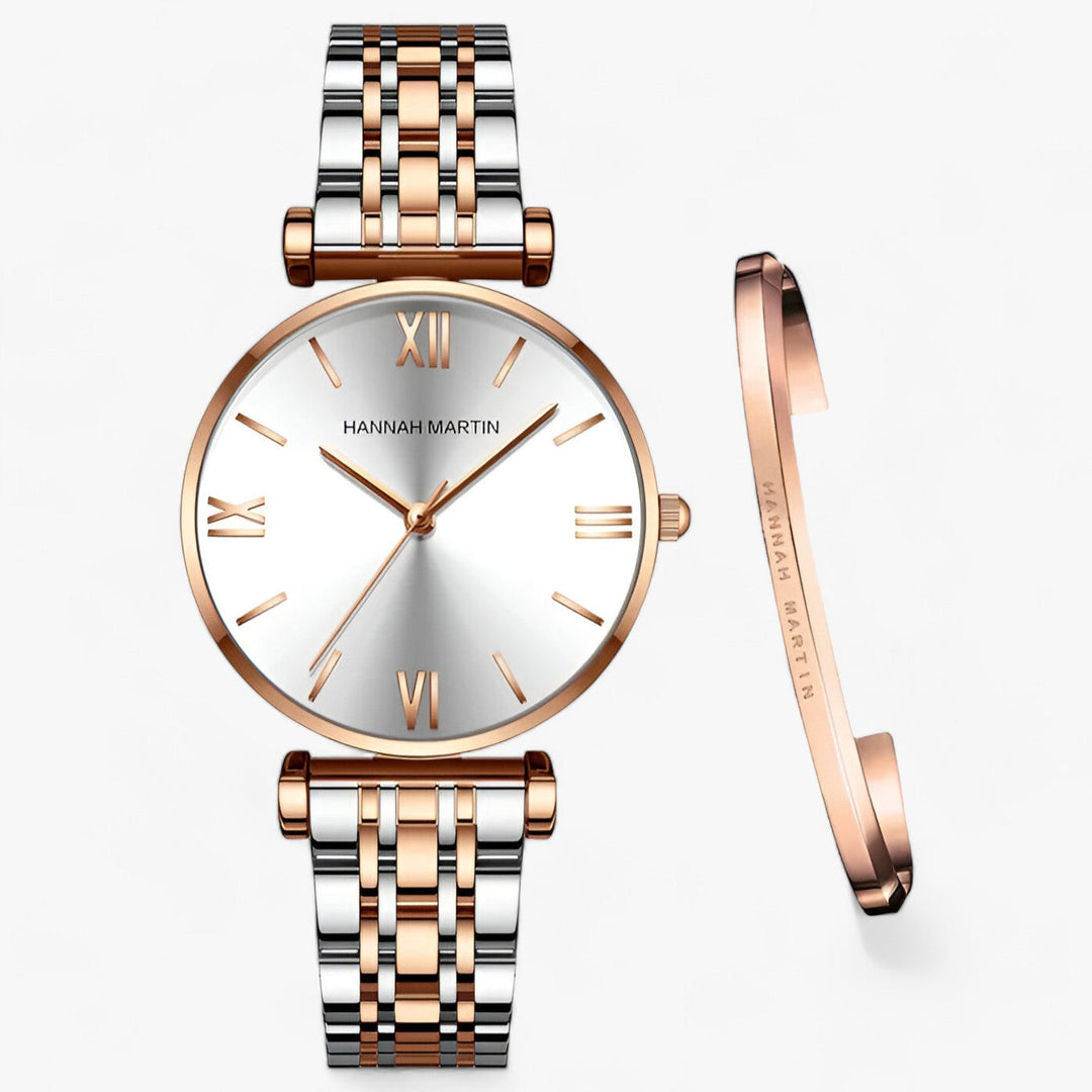 Roestvrijstalen Dameshorloge met Elegant Ontwerp-Horloges-Calora-Roségoud Zilver-Calora