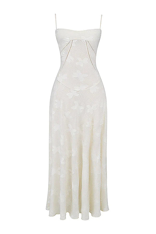 CALORA_ Romantische Maxi Jurk Met Corset Lacing En Bloemmotief