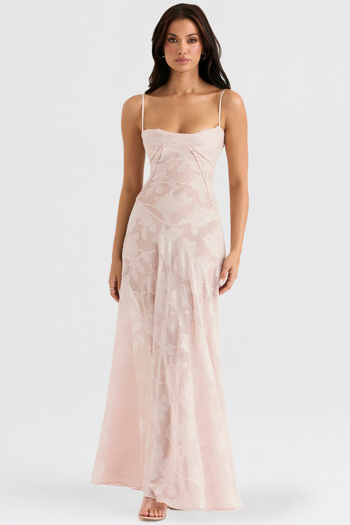 Romantische Zomerjurk Met Bloemenprint En Luchtige Stof-Zomer Jurken-Calora-Wit-8 - 10 (S)-Calora
