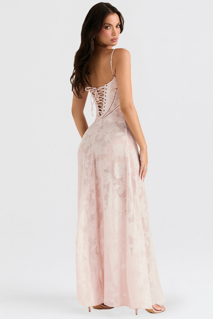 Romantische Zomerjurk Met Bloemenprint En Luchtige Stof-Zomer Jurken-Calora-Wit-8 - 10 (S)-Calora