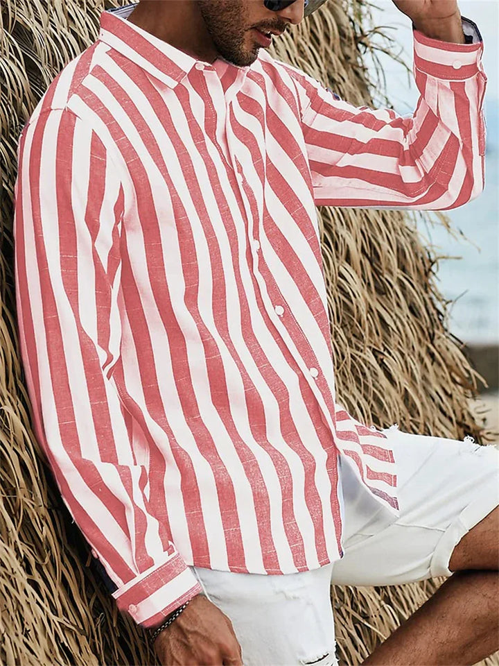 Romeo | Casual gestreept overhemd-Overhemden-Calora-Zwart-S-Calora
