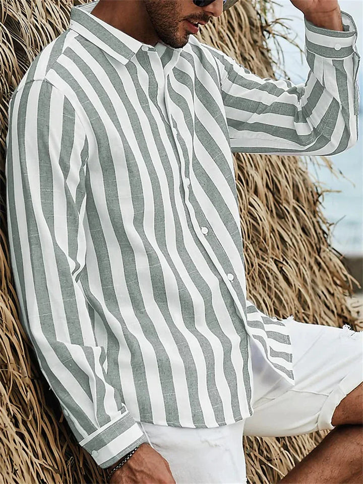 Romeo | Casual gestreept overhemd-Overhemden-Calora-Zwart-S-Calora