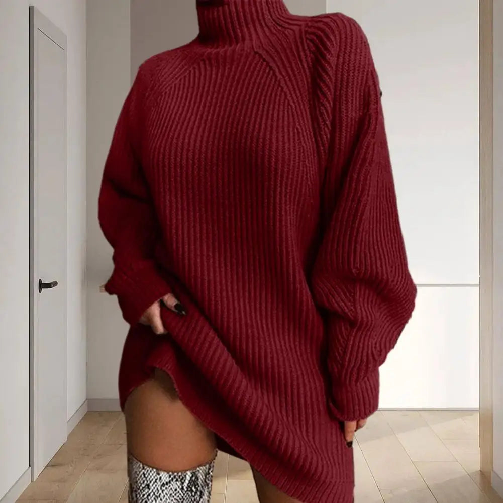 Romy | Dames herfst/winter mid-length raglanmouw trui jurk-Jumpsuits-Calora-Abrikoos-S-Calora
