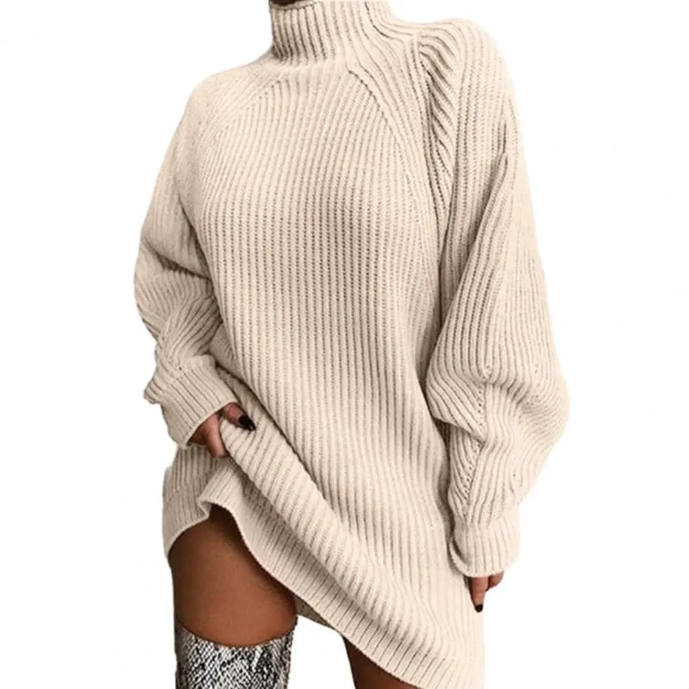 Romy | Dames herfst/winter mid-length raglanmouw trui jurk-Jumpsuits-Calora-Abrikoos-S-Calora