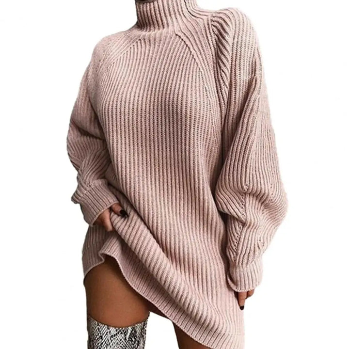 Romy | Dames herfst/winter mid-length raglanmouw trui jurk-Jumpsuits-Calora-Abrikoos-S-Calora