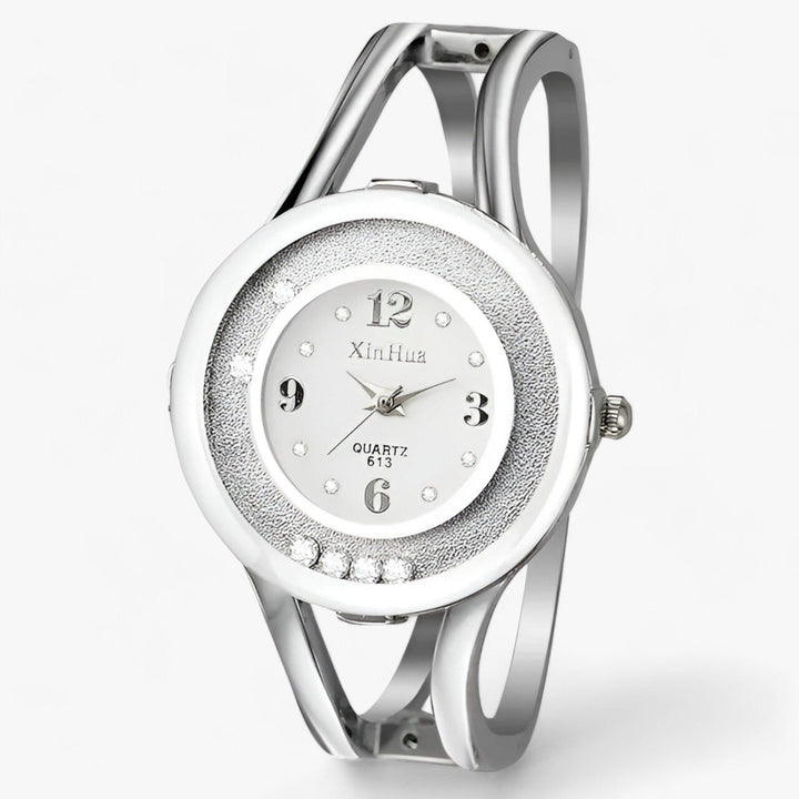 Ronde Bangle Kristal Horloge van RVS-Horloges-Calora-Lichtblauw-Calora