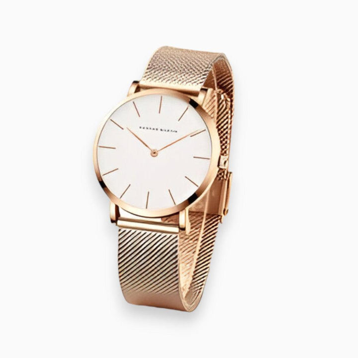 Ronde Chique Horloge stalen armband-Horloges-Calora-Roos & goud-Calora