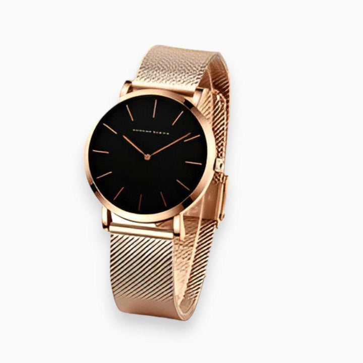 Ronde Chique Horloge stalen armband-Horloges-Calora-Zwart & goud-Calora