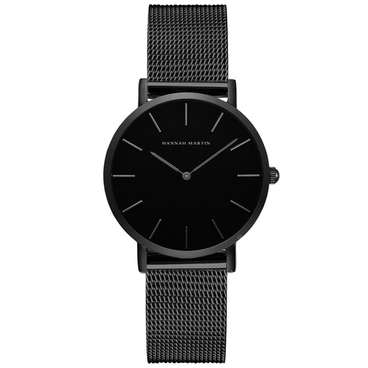 Ronde Dames Luxe Quartz Horloge-Horloges-Calora-Zwart-Calora