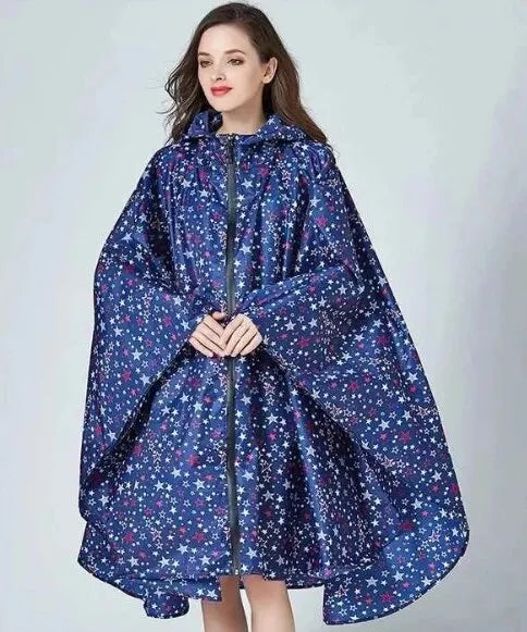 Roslyn | Dames waterdichte poncho-Zomer Jassen-Calora-Blauw-One size-Calora