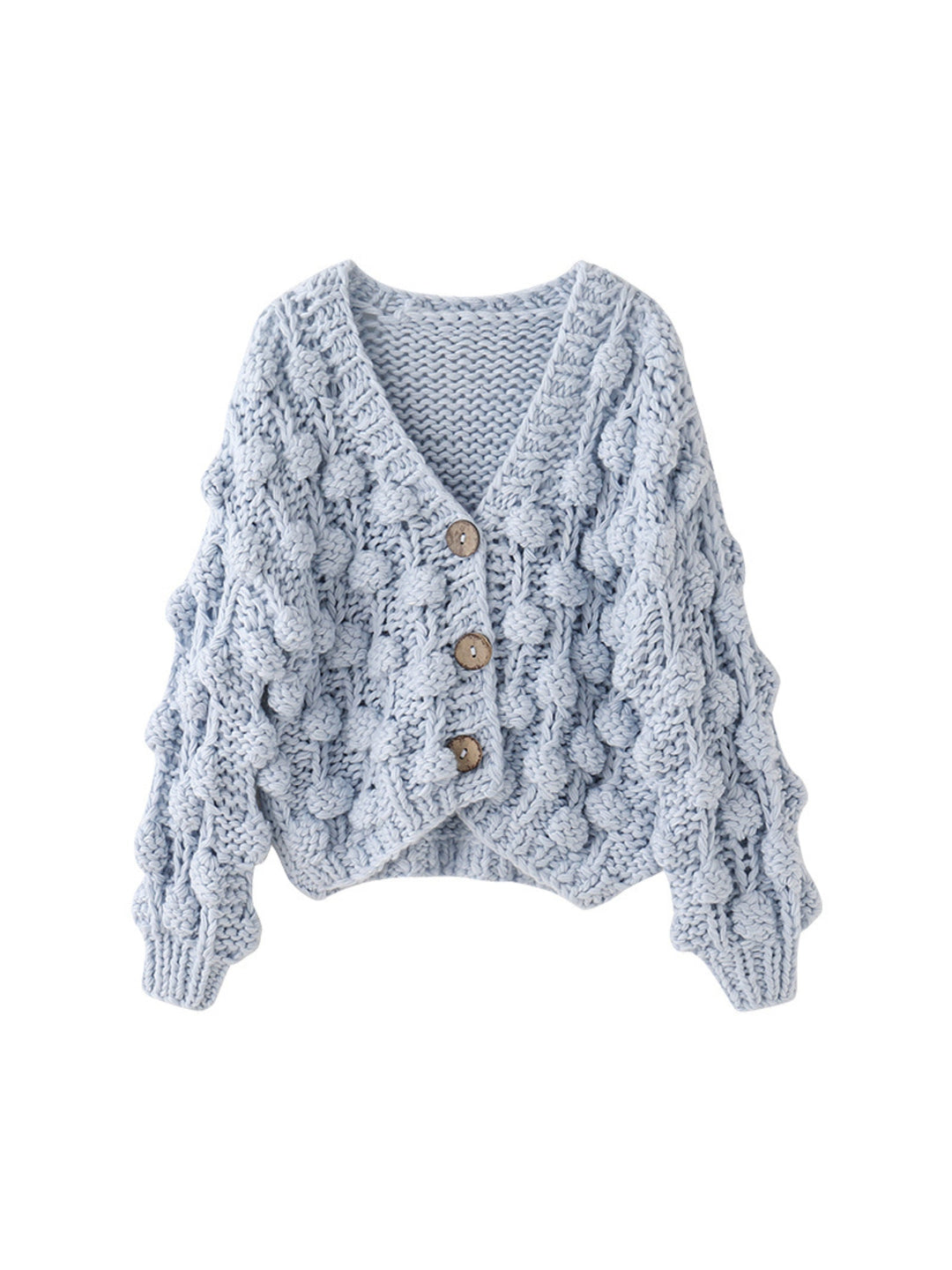 CALORA_ Roze Popcorn Gebreide Cardigan voor Dames - Handgemaakt en Comfortabel