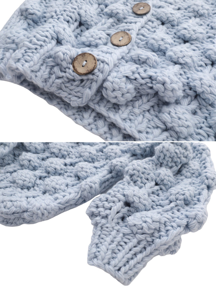 CALORA_ Roze Popcorn Gebreide Cardigan voor Dames - Handgemaakt en Comfortabel