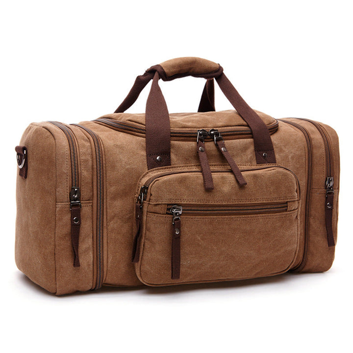 CALORA_ Ruim Canvas Reiszak met Rits en Schoenenvak - 11,8H x 9,8D x 20,9W