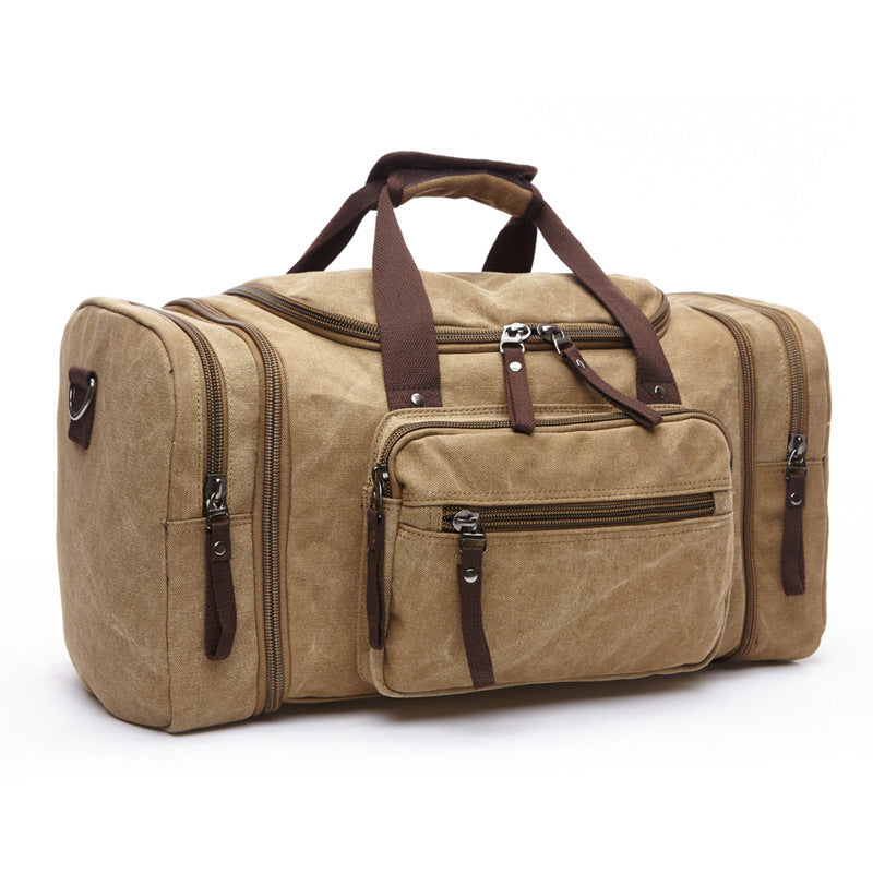 CALORA_ Ruim Canvas Reiszak met Rits en Schoenenvak - 11,8H x 9,8D x 20,9W