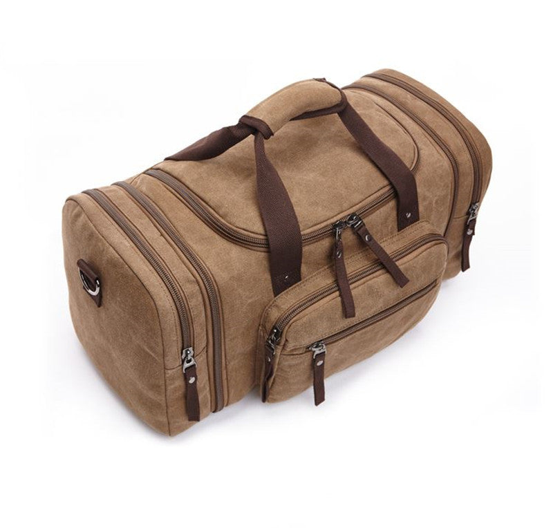 CALORA_ Ruim Canvas Reiszak met Rits en Schoenenvak - 11,8H x 9,8D x 20,9W