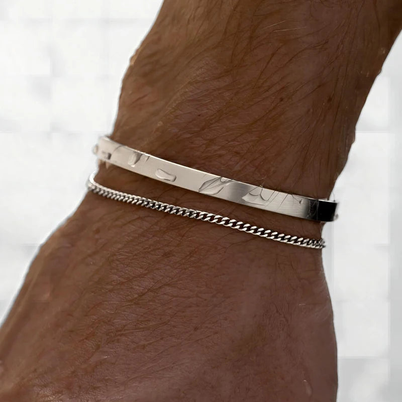 RVS Zilver Gouden Vergulde Armband Set-Armbanden-Calora-Cuban set zilver-Calora